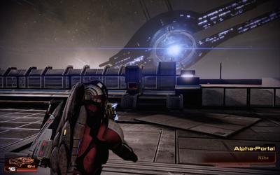 Shephard auf der Flucht zur Normandy beim Anflug auf das Alpha-Portal