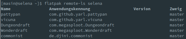 Auflistung der Flatpaks im lokalen Repository